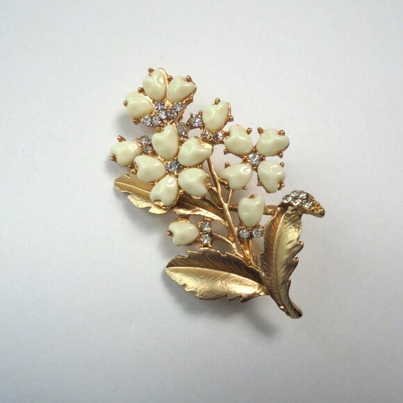 Vintage Brooch Flowers Small Bouquet Golden Tone Pin Retro Fashion Accessories - Picture 3 of 5